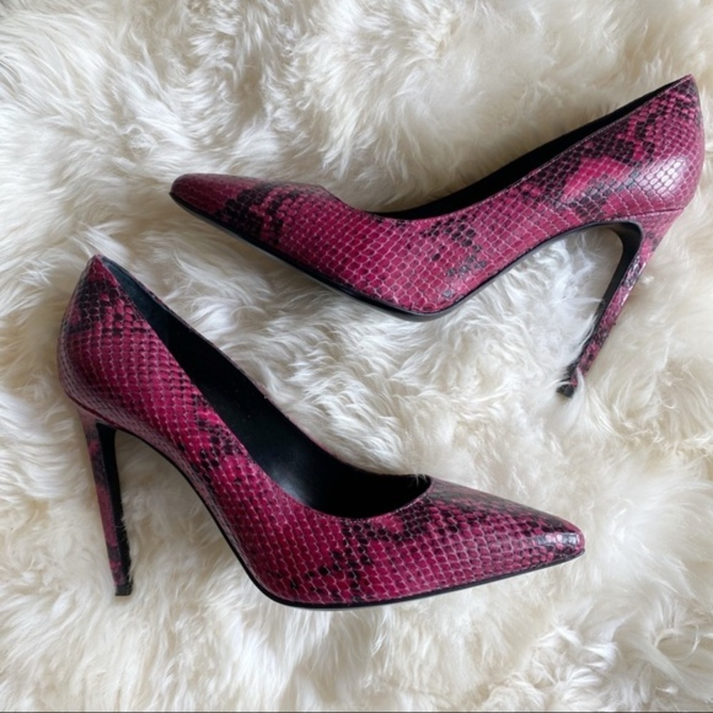 Saint Laurent Python Embossed Pink Heels Paris - image 4